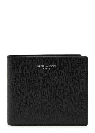 Saint Laurent East/west Pebbled Leather Wallet - Black - One Size