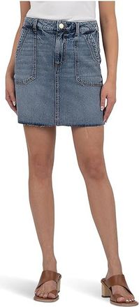 Kut from the Kloth Bristol Skirt With Pork Chop Pockets Womens Skirt Medium Wash : 14, Cotton/Hemp