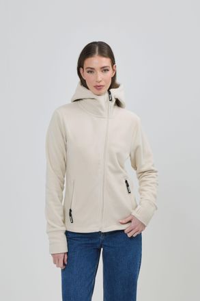 Bench Fleecejacke BENCH. NINJA, Damen, Gr. 36, grau (chalk), Fleece, Obermaterial: 100% Polyester, unifarben, figurbetont, Jacken Fleecejacke