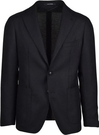 Tagliatore Black Fitted Virgin Wool Blazer