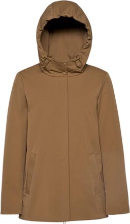 Geox Short Brown Matte-Finish Jacket with Structured Hood