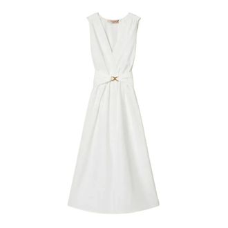 Twinset Midi Dresses, female, White, Size: XS V-neck Midi Dress
