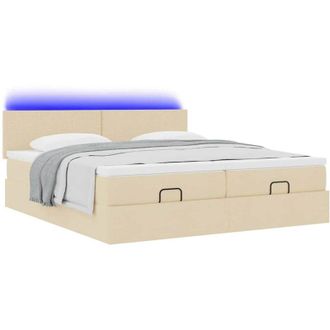 vidaXL Estructura De Cama Otomana Con Colchones Tela Crema 200x200cm Vidaxl