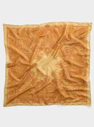 Lauren Ralph Lauren Womens Large sheer gold paisley scarf