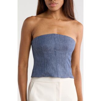 TWP Jillian Strapless Bustier Crop Top in Medium Indigo at Nordstrom Rack, Size 00