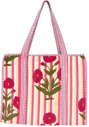 Generic Quilted Cotton Tote Bag for Women with Floral Print, Soft Padded Reusable Shoulder Bag for Shopping, Travel, Office & Daily Use, Lightweight Handmade 