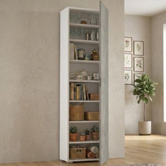 Dmora Dmora - Armario Multiusos Fiordaliso, Mueble Lineal Con 1 Puerta Y 7 Baldas, Columna De Entrada O Ba&ntilde;o, Zapatero Moderno, 100% Made In Italy, Cm 50x30