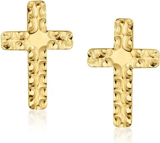 RS Pure by Ross-Simons Italian 10kt Yellow Gold Cross Earrings