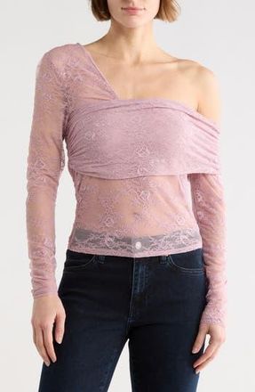 Steve Madden One Shoulder Lace Top in Mauve Shadows at Nordstrom Rack, Size X-Large
