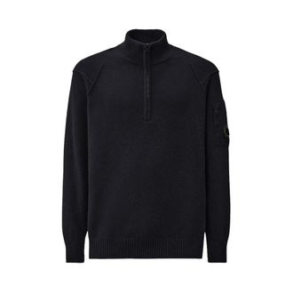 C.P. Company C.p. Company, Hoodies & sweatvesten, Heren, Blauw, M, Wol, Lambswool GRS Half Zip Sweater