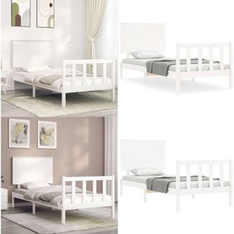 vidaXL Giroletto con Testiera Bianco Single in Legno Massello - Letto con testiera - Letto in legno massello