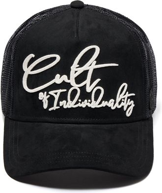 Cult of Individuality Mesh Back Trucker Hat Grasshopper Emb Hat In Black