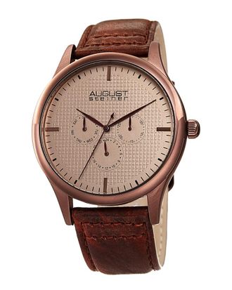 August Steiner Mens Genuine Leather Strap Watch