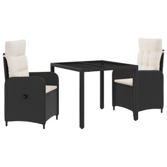 vidaXL Juego De Comedor Para Exteriores 3 Pcs Negro Y Blanco Crema Vidaxl