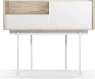 HERDASA Herdasa - Recibidor Modelo 671 Acabado Roble Combinado Con Blanco, 84cm(alto) 98cm(ancho) 31cm(prof.)