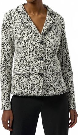 Joseph Ribkoff Abstract Jacquard Blazer Jacket In Off-White Black