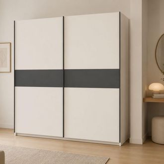 Dmora Guardarropa 2 Puertas Nalika, Armario Para Habitaci&oacute;n, 2 Estantes, Perchero, 200x204h Cm Beige Cachemira