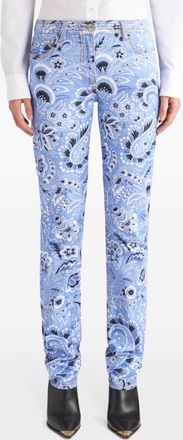 Etro Etro Womens Printed Denim Jeans - Light Blue Cotton - Size 28 (Waist)