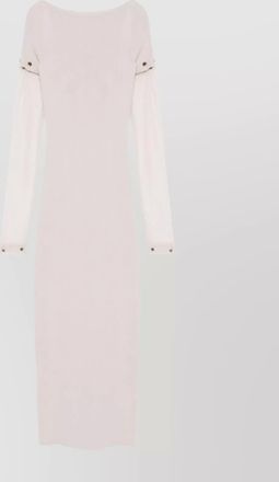 Sportmax long sleeve boat neck dress with ribbed texture