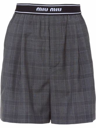 Miu Miu Shorts a quadri Glen - Grigio