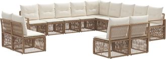 vidaXL Conjunto De Sof&aacute;s De Jard&iacute;n 13 Uds. Beige Rat&aacute;n Sint&eacute;tico Vidaxl