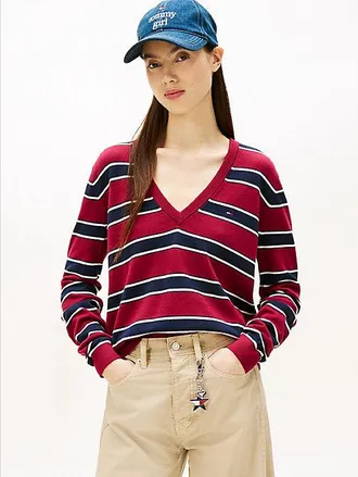 Tommy Hilfiger Flag Embroidery V-Neck Jumper