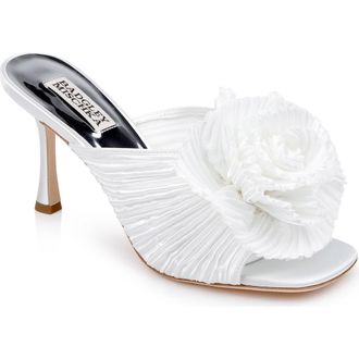 Badgley Mischka Blythe Slide Sandal in White Satin at Nordstrom Rack, Size 7.5