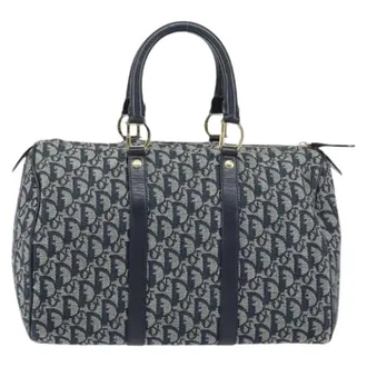 Dior Pre-owned Handbags, female, Blue, Size: ONE SIZE Pre-owned Trotter Canvas Boston Bag