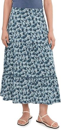Toad&Co Marigold Tiered Midi Skirt Womens Skirt Pacific Blue Print : LG, Cotton/Elastane/Tencel