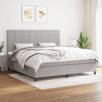 vidaXL Vidaxl - Cama Box Spring Con Colch&oacute;n Tela Gris Claro 200x200 Cm