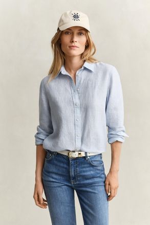 GANT Women Regular Fit Linen Shirt (46) LIGHT BLUE