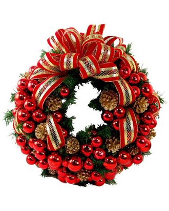 Creative Displays Inc. 26 Holiday Wreath With Pinecones, Ornaments And Ribbon