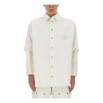 Off-white Casual Shirts, male, White, Size: M 90s Logo Overshirt