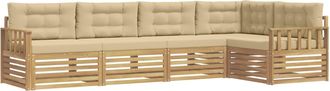 vidaXL Conjunto De Sof&aacute;s De Exterior 6 Uds. Y Beige Poli&eacute;ster Vidaxl