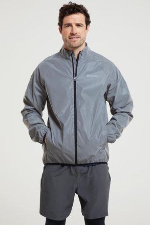 Mountain Warehouse 360 Mens Reflective Jacket Water Resistant Breathable Running Coat Silver - Size X-Small