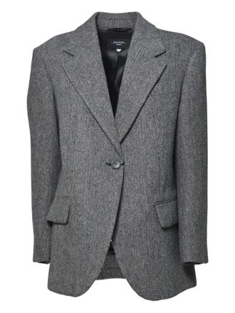 Max Mara herringbone-pattern single-breasted blazer - Grey