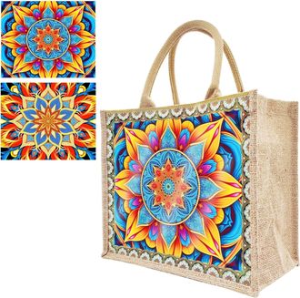 Generic DIY Diamond Tote Bag DIY Diamond Art Bags Linen Craft Bags Linen Diamond Painting Tote Bag Shopping Bags Canvas Linen Diamond Painting Grocery Bags (M