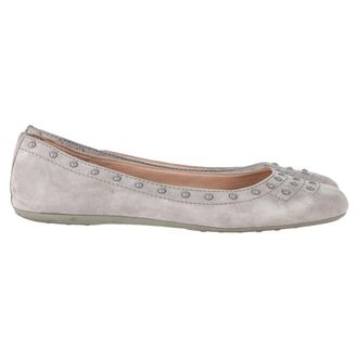 Tod's TodS Pre-owned Womens Studded Ballet Flats in Grey Suede - Size 38.5 EU/IT