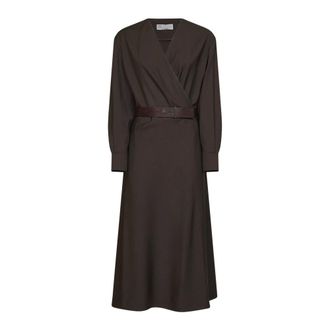Brunello Cucinelli Wrap Dress - female - Brunello Cucinelli - Wrap Dresses - Brown - S - Dresses