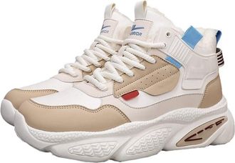 Generic Men winter cotton shoes outdoor plush thick warm high top shoes casual sports shoes (Beige,7.5)