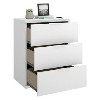 Dmora Mesita Blythe, Un Estante, 3 Cajones, Apertura Deslizante, 34x42x57h Cm Blanco