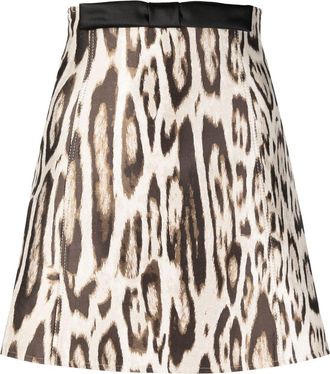 Giambattista Valli bow-detail animal-print skirt - women - Fabric - 40 - Neutrals