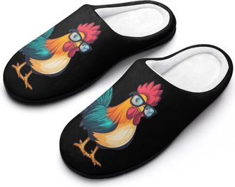 Generic Rooster Womens Slippers Warm House Slippers Indoor House Shoes with Anti-Skid Rubber Sole