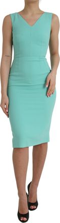 Dolce & Gabbana Green Viscose Sleeveless Bodycon Midi Womens Dress