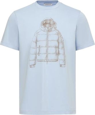 Moncler PRINTED COTTON T SHIRT Size: XXL, colour: BLUE
