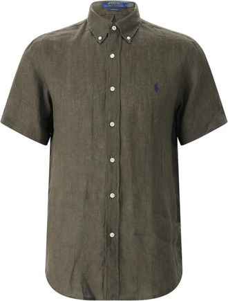 Polo Ralph Lauren Short Sleeve Linen Shirt - Heren - Korte mouwen Overhemden - Groen - M - Linnen - Overhemden