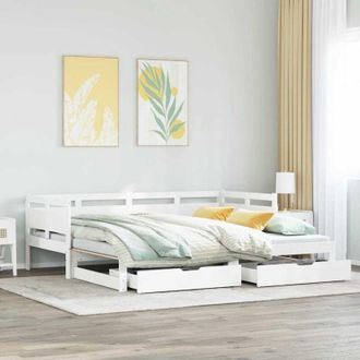 vidaXL Sof&aacute; Cama Nido Con Cajones Sin Colch&oacute;n Blanco 90x200 Cm Vidaxl