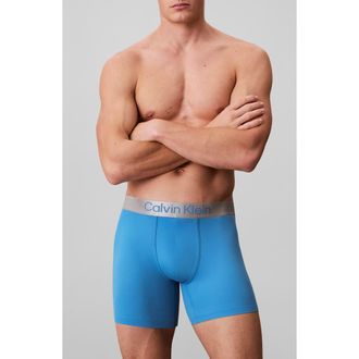 Calvin Klein Brushed Microfiber Jersey Boxer Briefs in Cendre Blue at Nordstrom, Size X-Large