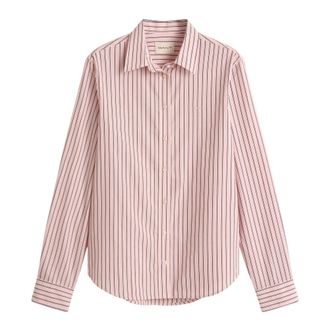 GANT Gestreepte Poplin Blouse - Dames - Overhemden - Paars - XL - Overhemden