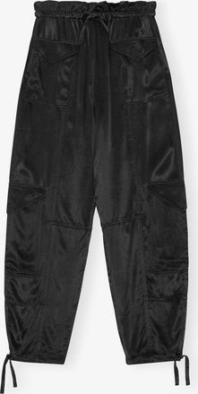 Ganni Black Washed Satin Pocket Trousers - Size 32 LENZING ECOVERO